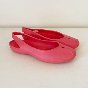Crocs Women's Olivia II Pink Ballet Flat Slingback Shoes, 5